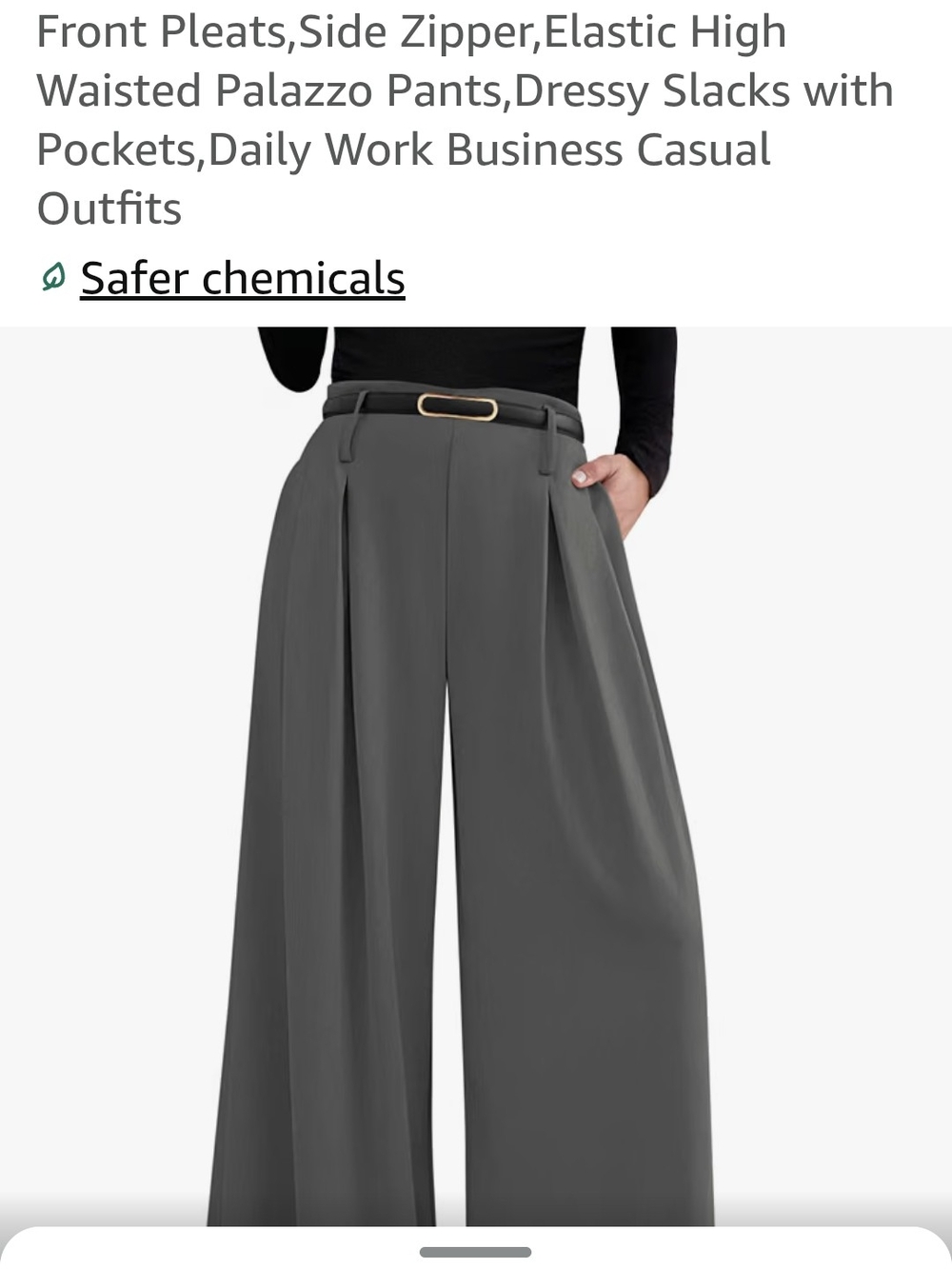 High-Waist Wide-Leg Pleated Palazzo Pants — Gray